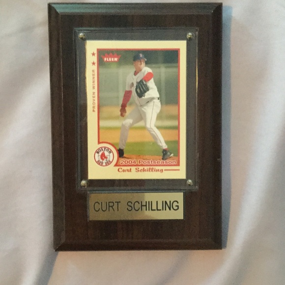 Authentic curt schilling baseball card on plaque