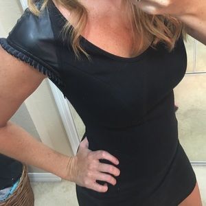 Black kardashian dress with faux leather sleeves