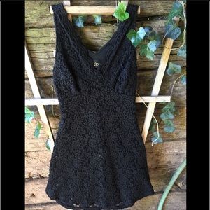 V neck Black lace dress