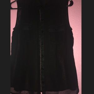 Black sleeveless blouse
