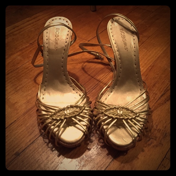 BCBGirls gold cork heel