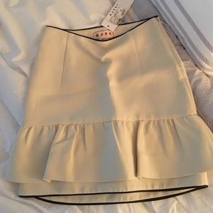 Marni cream leather-trimmed skirt