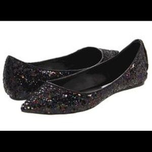 Steve Madden 'Vegasss' Black Sequin Pointy Flats