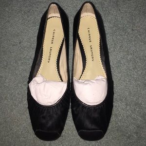 Black Satin Ballet Flats