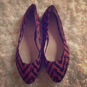 Orange and blue ballet flats