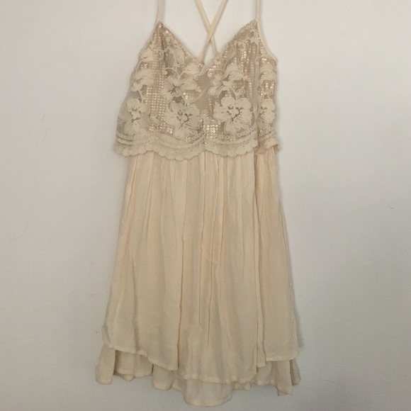 Beige Hollister Crotchet Dress