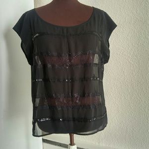 American Eagle Outfitters Black Sheer Top