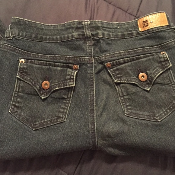 Dark blue wash jeans extra long length