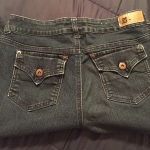 Dark blue wash jeans extra long length