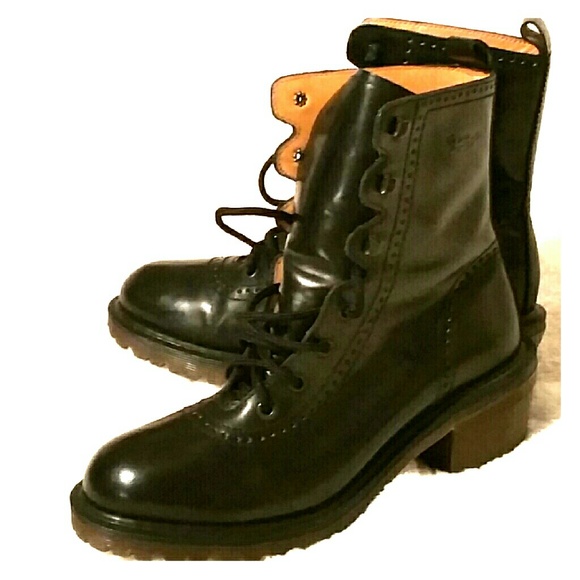 Doc Martens black scalloped edged boots