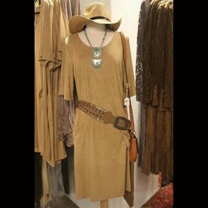 Suede like tan dress
