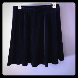 Dark Blue Velvet Skater Skirt