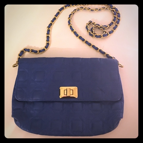 PRICE DROP!!! Blue leather cross body bag - Picture 1 of 2