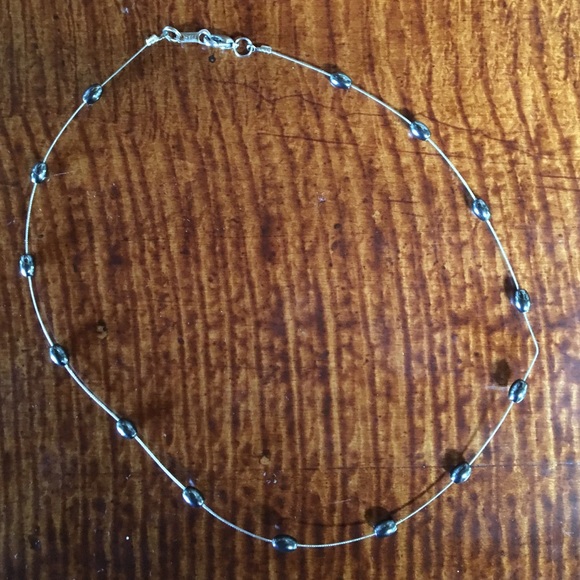 15.5" black stone necklace