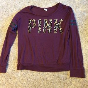 Maroon cheetah sequin top