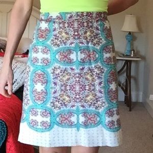 Paisley print knee length pencil skirt