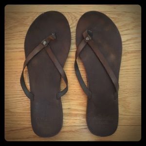 A&F Brown Leather Flip Flops--Size 7.5-8