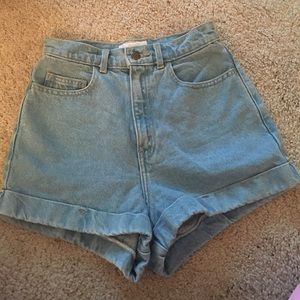 American Apparel high rise jean shorts in size 27