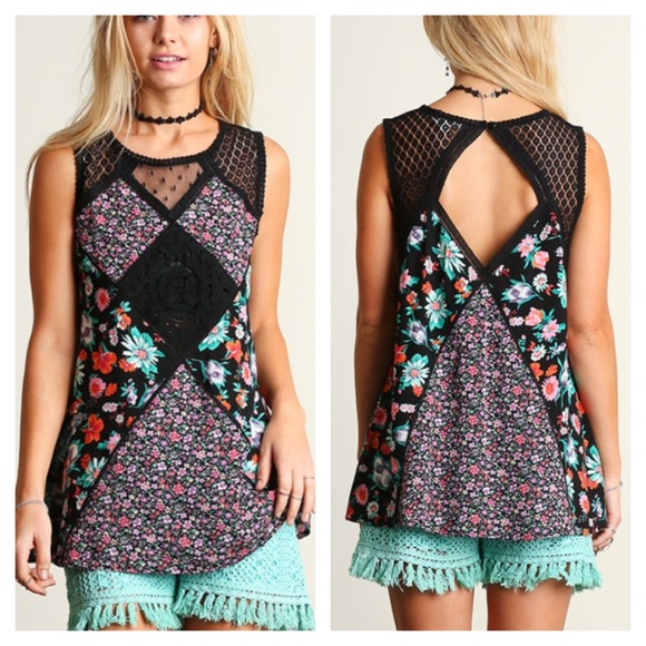 Floral Lace Crochet Tank
