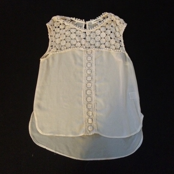 Gorgeous Cream Sheer + Embroidery Blouse Top