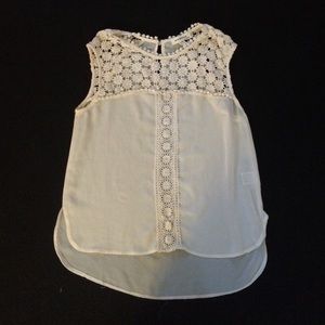 Gorgeous Cream Sheer + Embroidery Blouse Top