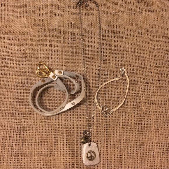Peace sign necklace and bracelets