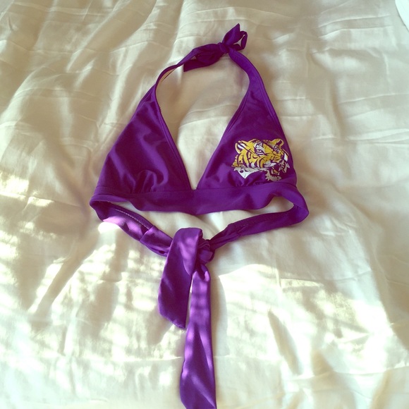 LSU halter swim top