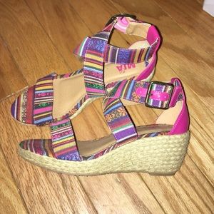 Tribal print wedge espadrilles