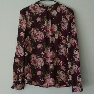 Floral mock neck chiffon top