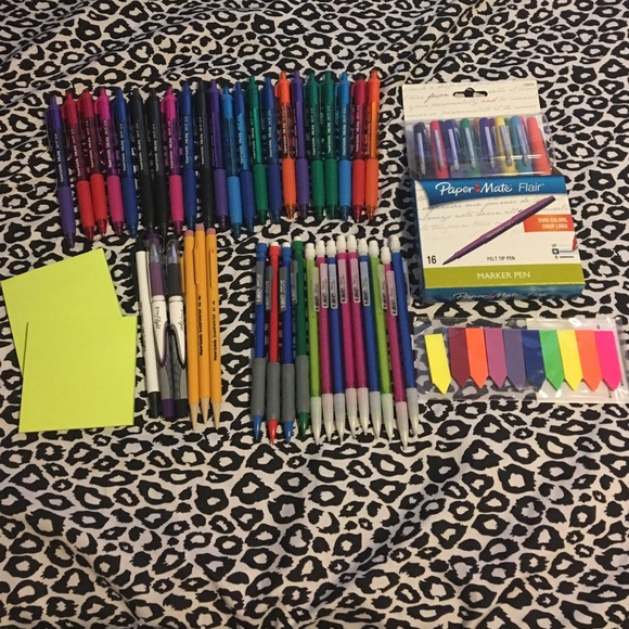 New! Lot of 60 school supplies pens pencils ect