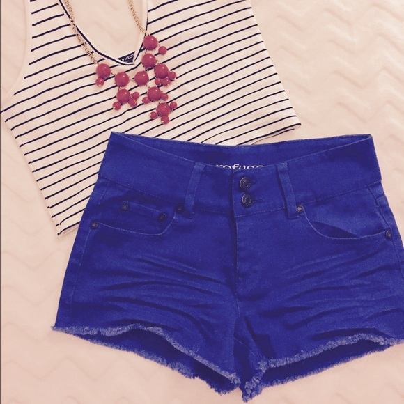 Royal blue jean shorts