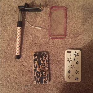 3 cases and a selfie stick $15