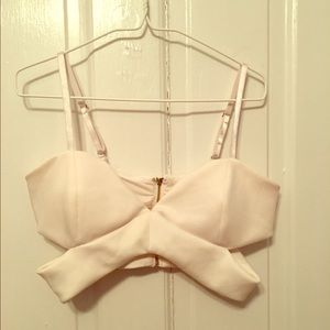 Akira White Crop Top w side cutouts.