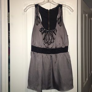 Silver and black beaded tank