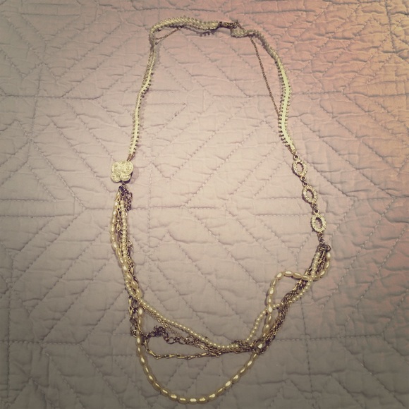 Express gold and pearl layered necklace