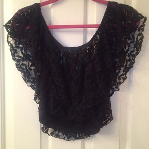 Black Lace Crop Top