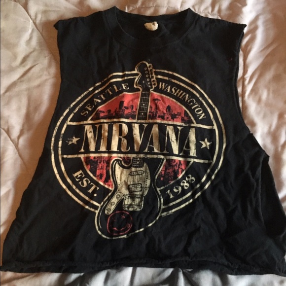 💙 nirvana crop top band tee 💙