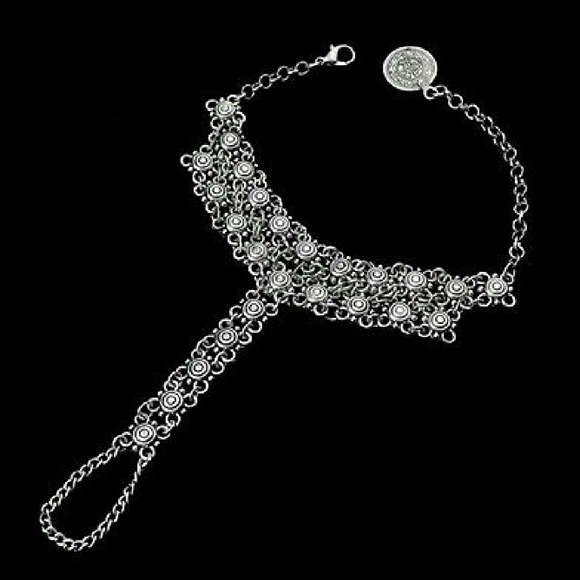 Boho Gypsy coin beach ankle bracelet silver tone - Picture 3 of 4