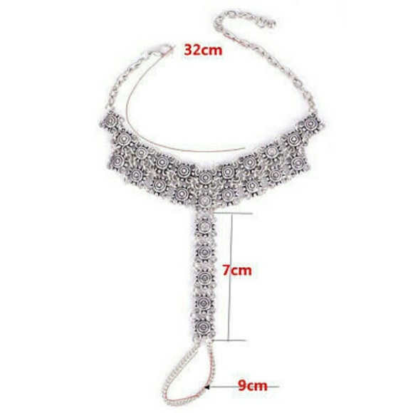 Boho Gypsy coin beach ankle bracelet silver tone - Picture 4 of 4
