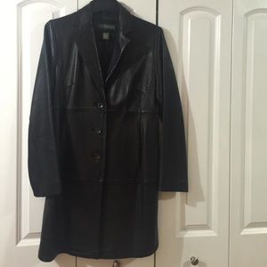 Banana Republic long 100% genuine leather jacket