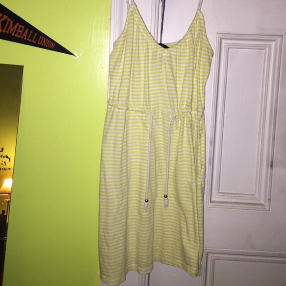 Yellow and white striped beach cover-up!