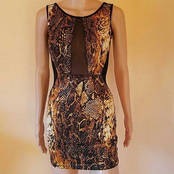 Animal print sheer mesh dress