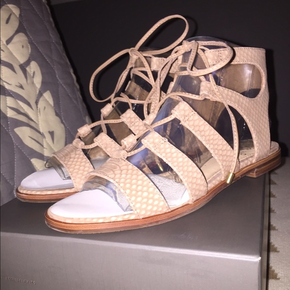 Vince Camuto Snake-Embossed Lace Up Sandals - Picture 2 of 4