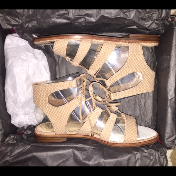 Vince Camuto Snake-Embossed Lace Up Sandals - Picture 4 of 4