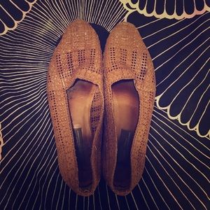 Vintage leather woven loafers by Sesto Meucci