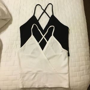 Razor back black and white crop tops