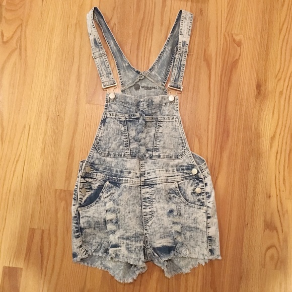 Acid Wash Denim Overalls