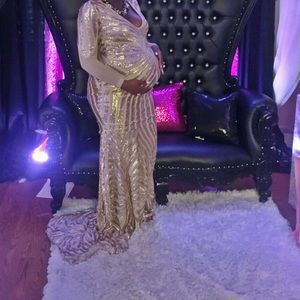 Custom made maternity gown (nude and gold)