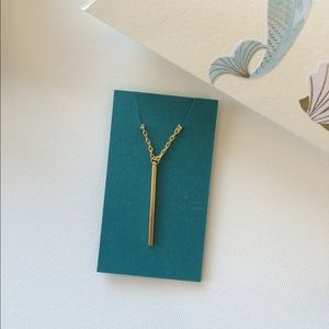 Long Gold Plated Bar Necklace.