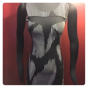 Black and white striped dress